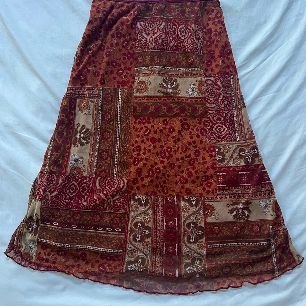 Bohemian Patchwork Midi Skirt